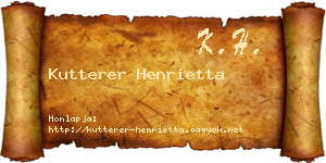 Kutterer Henrietta névjegykártya